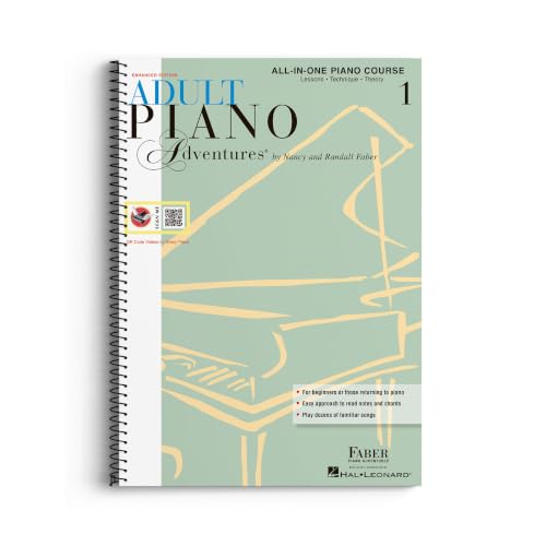 Adult Piano Adventures: All in One Course - Book 1 | Faber Beginner Method Piano Book for Adults with Chords and Music Notation | Piano Sheet Music