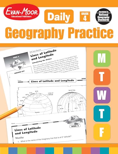 Evan-Moor Daily Geography Practice, Grade 4, Homeschooling and Classroom Resource Workbook, Reproducible Worksheets, Teaching Edition, USA, World, Continents, Oceans, Countries — Teacher ed. (Paperback)