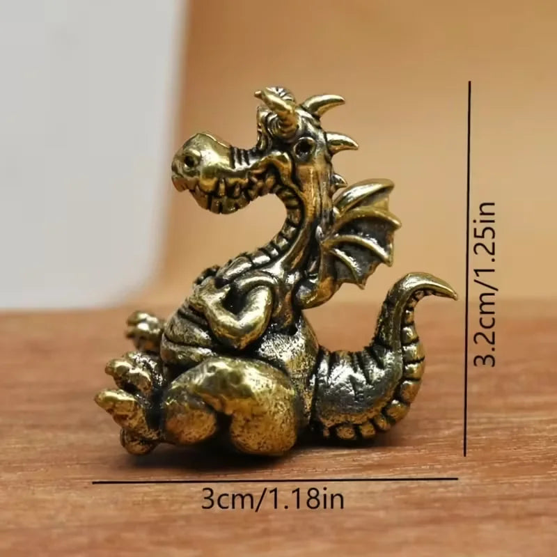 Tiny Seated Dragon Metal Figurine