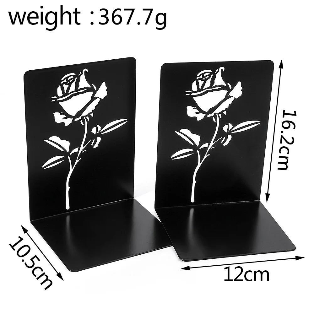 2 Style Rose Book Ends for Book Lovers Bookend for Heavy Books Home Book Rack Holder Office Desktop Gift for Women Men