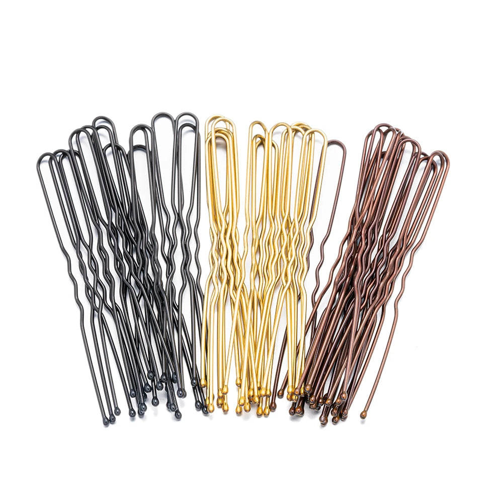 50Pcs 50/60/70mm Metal Waved  U Shaped Hair Pins Hairclip Women Girls Wedding Hairstyle Styling Tools Accessories Wholesale