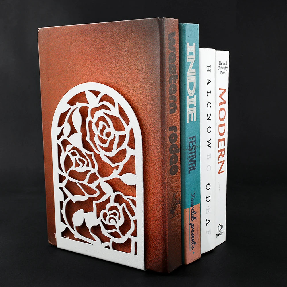 2 Style Rose Book Ends for Book Lovers Bookend for Heavy Books Home Book Rack Holder Office Desktop Gift for Women Men