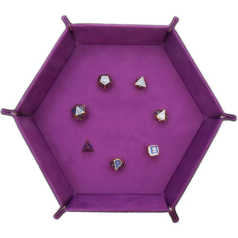 Hexagonal Dice Tray Miscellaneous Storage Box Board Game Dice Tray Accessories Leather Dice Tower Office Supplies Storage Tools