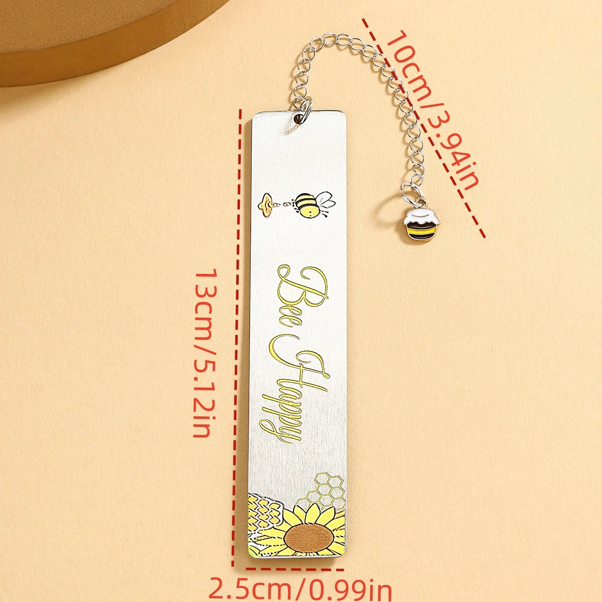 Bee Happy Metal Bookmark with Bee Charm