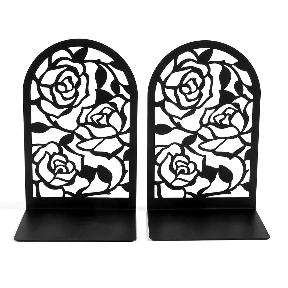2 Style Rose Book Ends for Book Lovers Bookend for Heavy Books Home Book Rack Holder Office Desktop Gift for Women Men