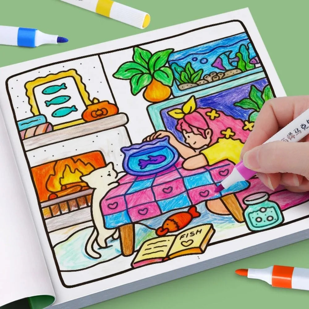 Creative DIY Coloring Book Educational Sensory Toys For Kids Graffiti Painting Book Montessori Drawing Toys Gift