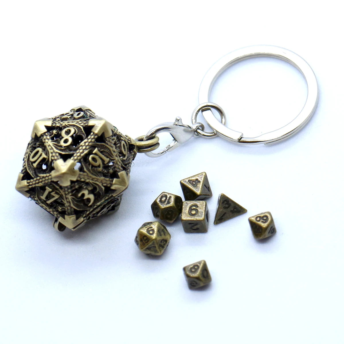 Hollow Metal D20 Case and Dice Set