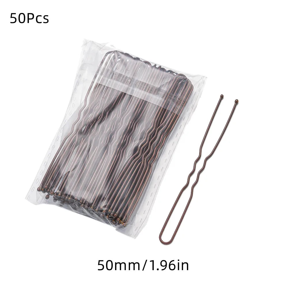 50Pcs 50/60/70mm Metal Waved  U Shaped Hair Pins Hairclip Women Girls Wedding Hairstyle Styling Tools Accessories Wholesale