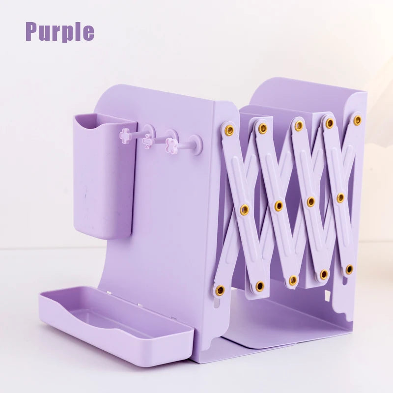 Extendable Desktop Book Organizer with Pen Holder
