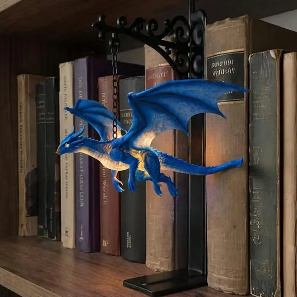 Magical Flying Dragon Bookshelf Lamp Warm Dragon Hanging Night Light Fantasy Reading Nook Decor for Fantasy Lovers Book Readers