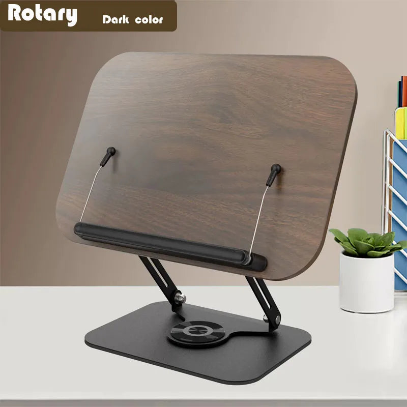 Adjustable Rotating Book Stand with Page Clips