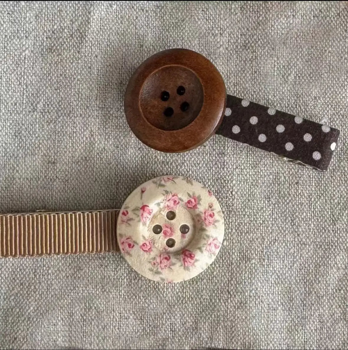 Vintage Floral Button Hair Clip Set