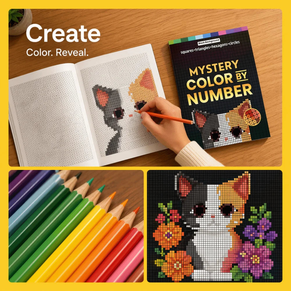 Cat Cover Mystery Color by Number Activity Book