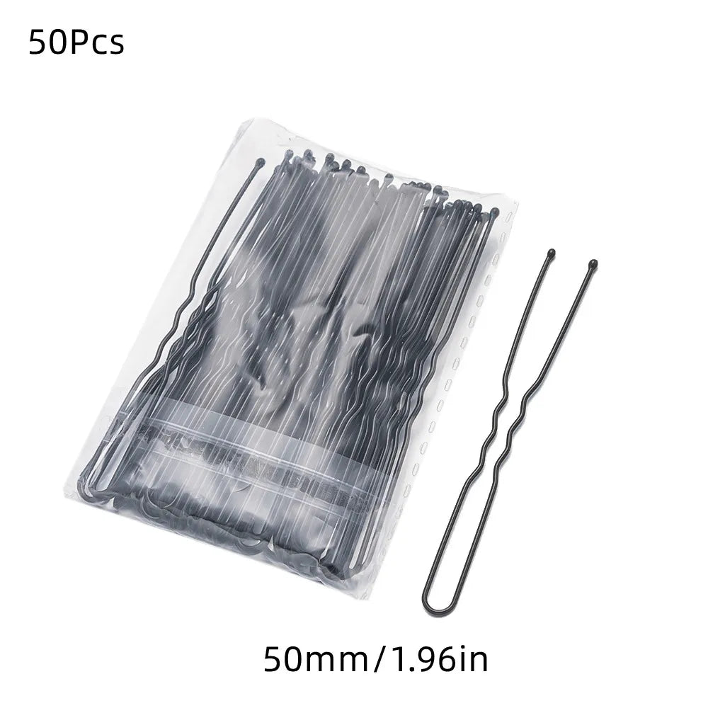 50Pcs 50/60/70mm Metal Waved  U Shaped Hair Pins Hairclip Women Girls Wedding Hairstyle Styling Tools Accessories Wholesale