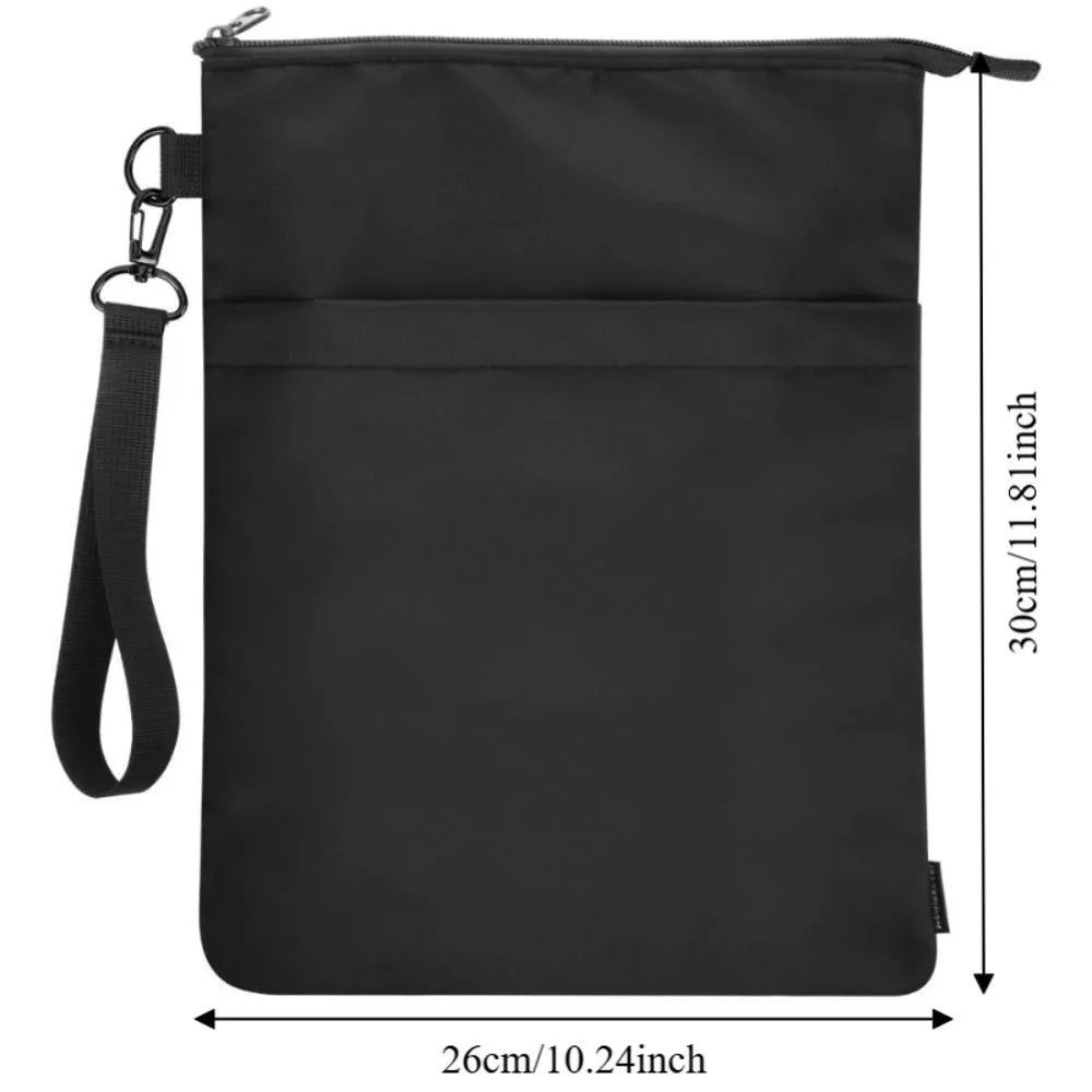 Black Zippered Book Sleeve with Wrist Strap — product dimensions or pack reference