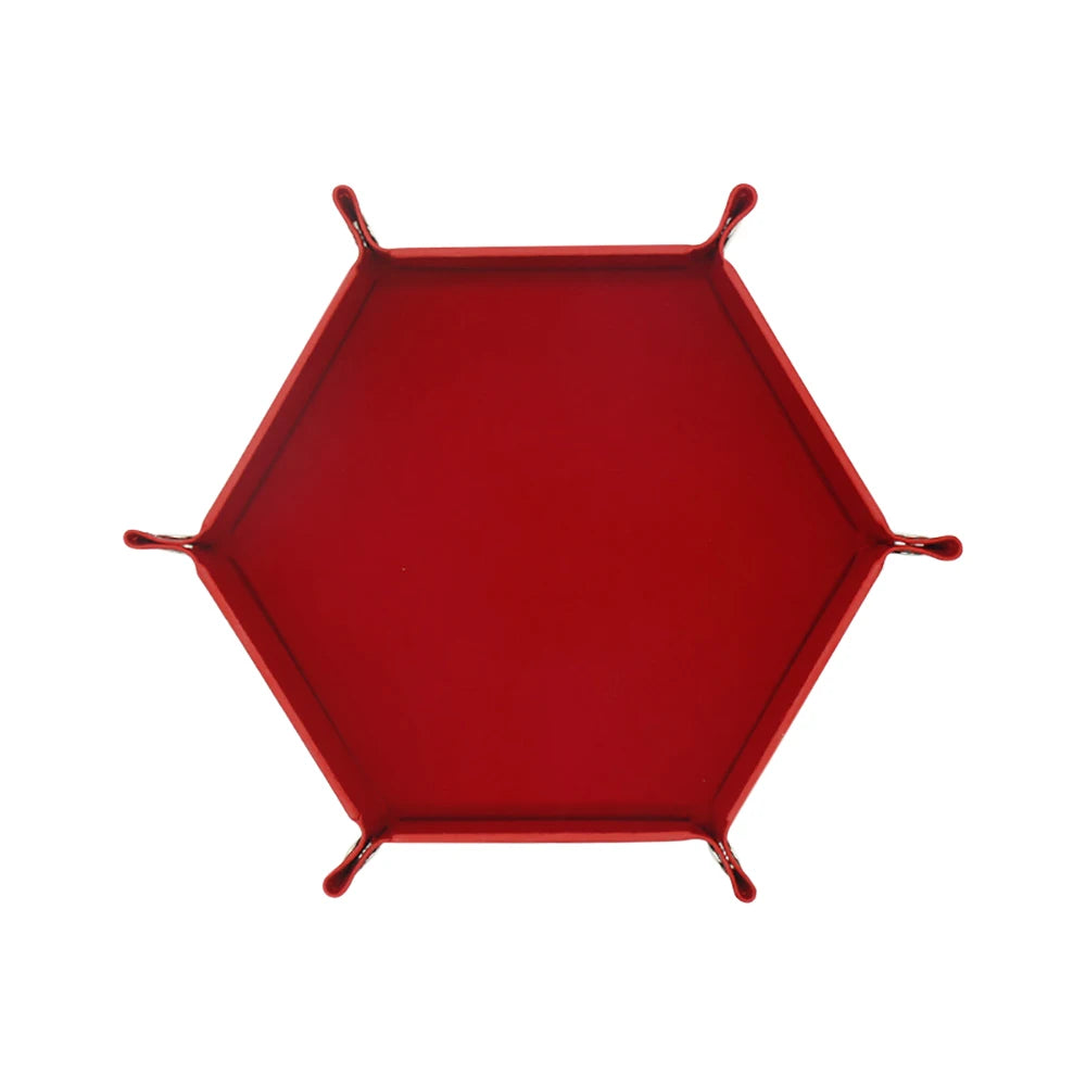 Hexagonal Dice Tray Miscellaneous Storage Box Board Game Dice Tray Accessories Leather Dice Tower Office Supplies Storage Tools