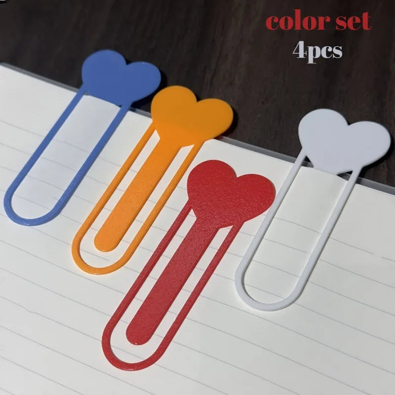 Heart-Shaped Bookmark Clips - Set of 4