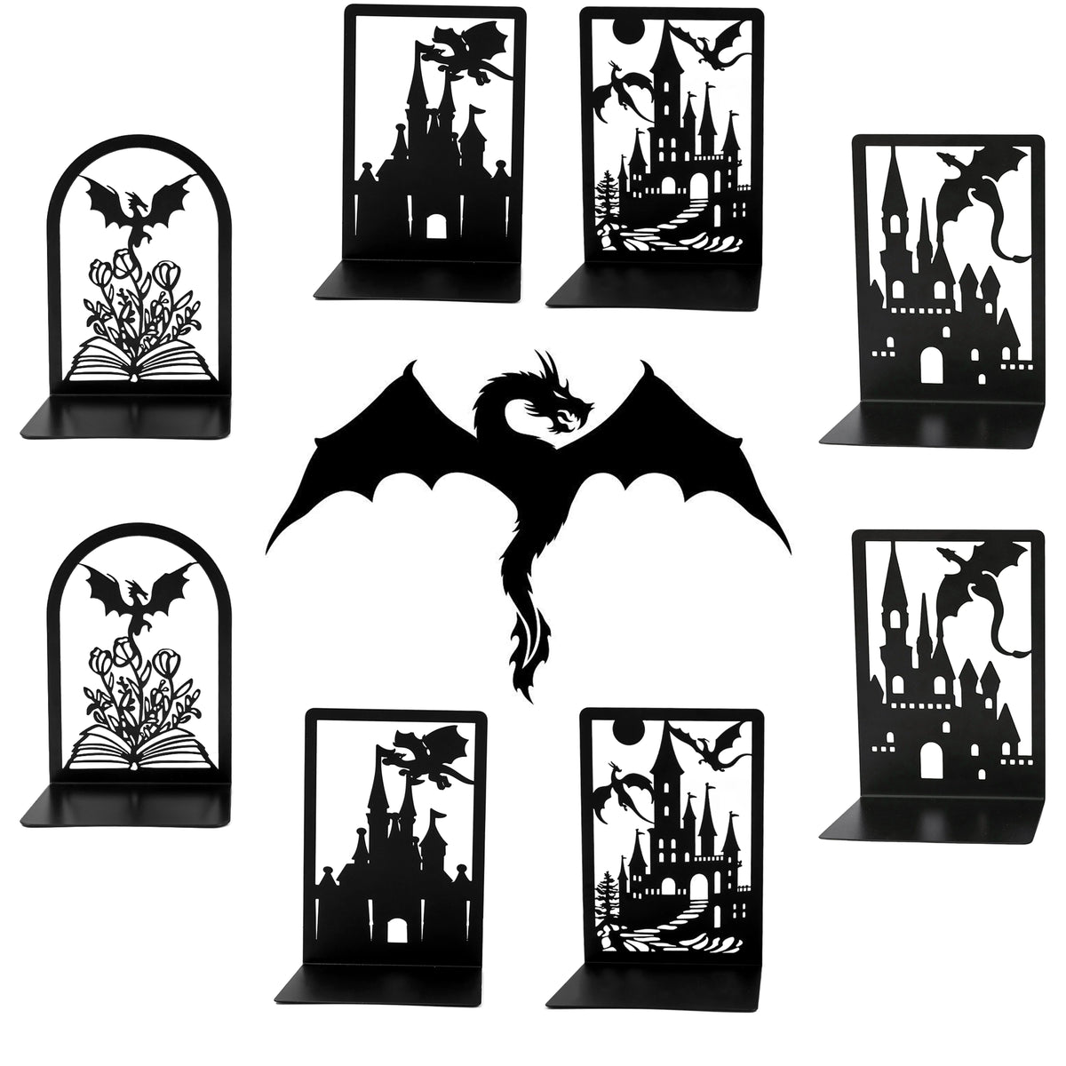 Fantasy Pterosaur Bookends Cool Learning Stationery Dragon Lovers Home Decor Fantasy Bookend Black Heavy Duty Book End