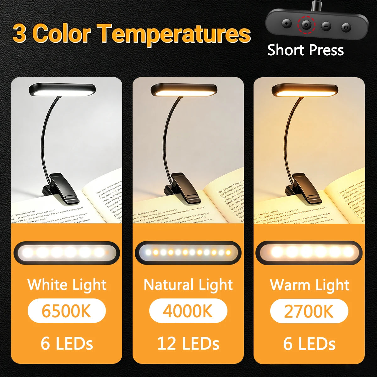 Rechargeable Flexible Clip-On Reading Light