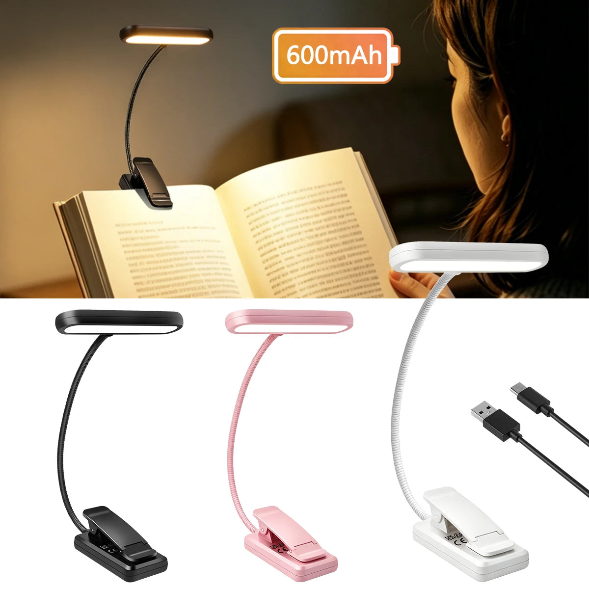 Rechargeable Flexible Clip-On Reading Light