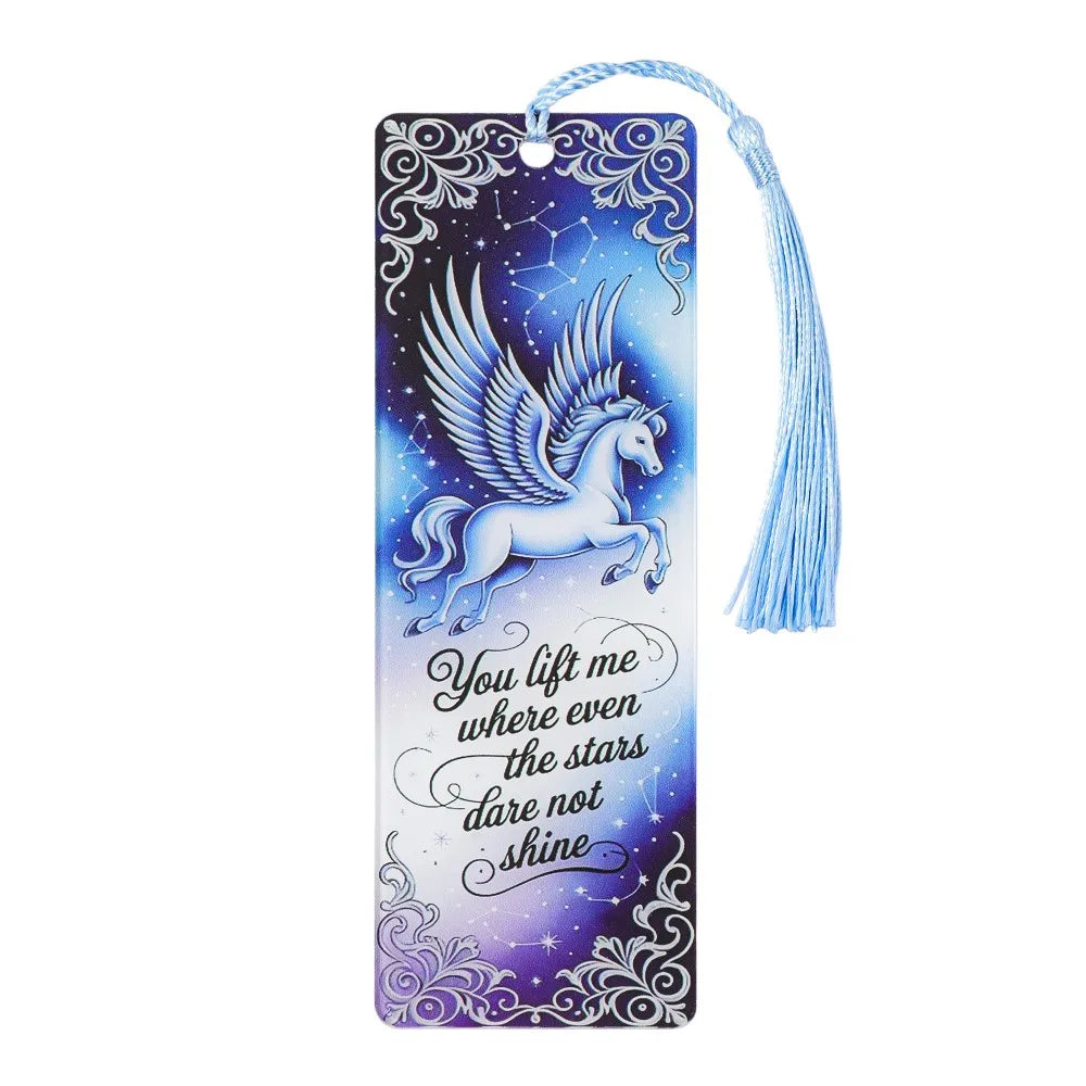 Fantasy Creatures Acrylic Bookmark Set (with Tassels) - Wolf/Dragon/Pegasus Theme Fantasy Enthusiasts, Book Fans, and Gift Givin