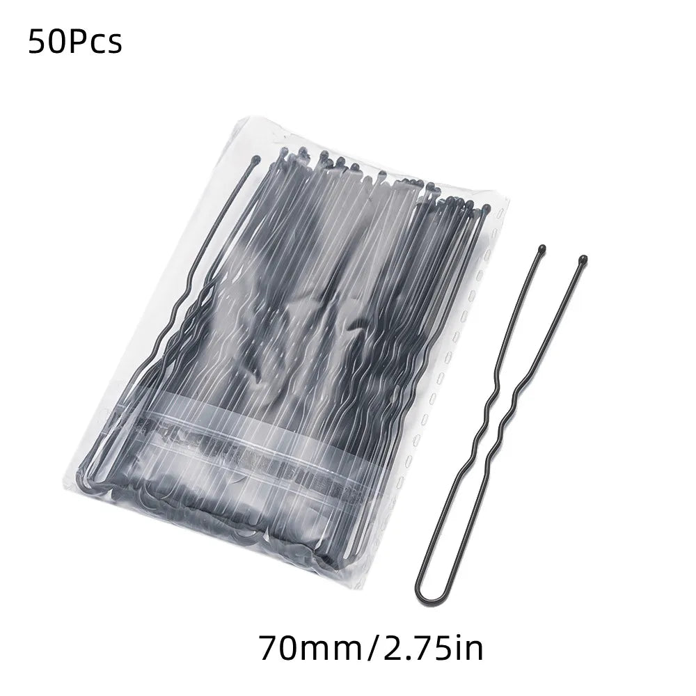 50Pcs 50/60/70mm Metal Waved  U Shaped Hair Pins Hairclip Women Girls Wedding Hairstyle Styling Tools Accessories Wholesale