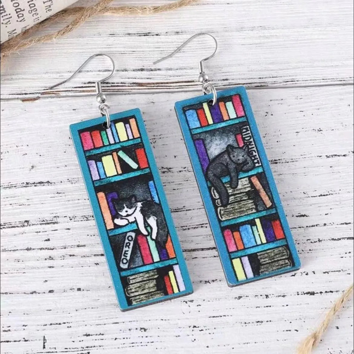 Book Love READ ALL THE BOOKS Earrings For Librarian Teacher Student Graduation Back To School Jewelry
