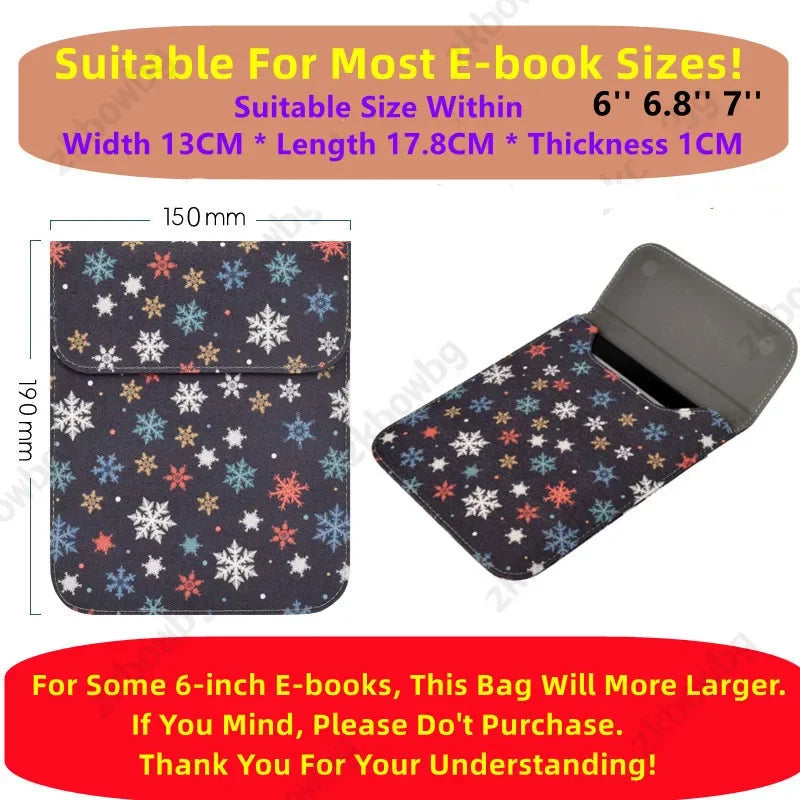 Magnetic E-Reader Sleeve - Floral, Winter and Solid Designs
