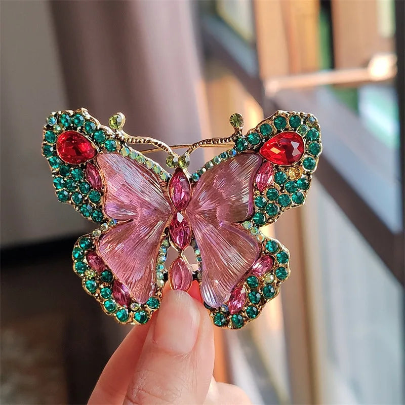 Crystal Butterfly Statement Brooch