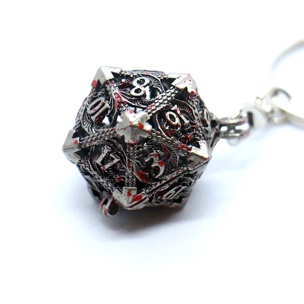 Hollow Metal D20 Case and Dice Set