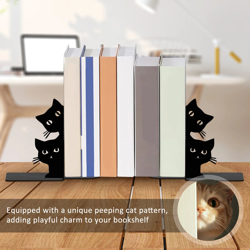 Peeking Cat Metal Bookends