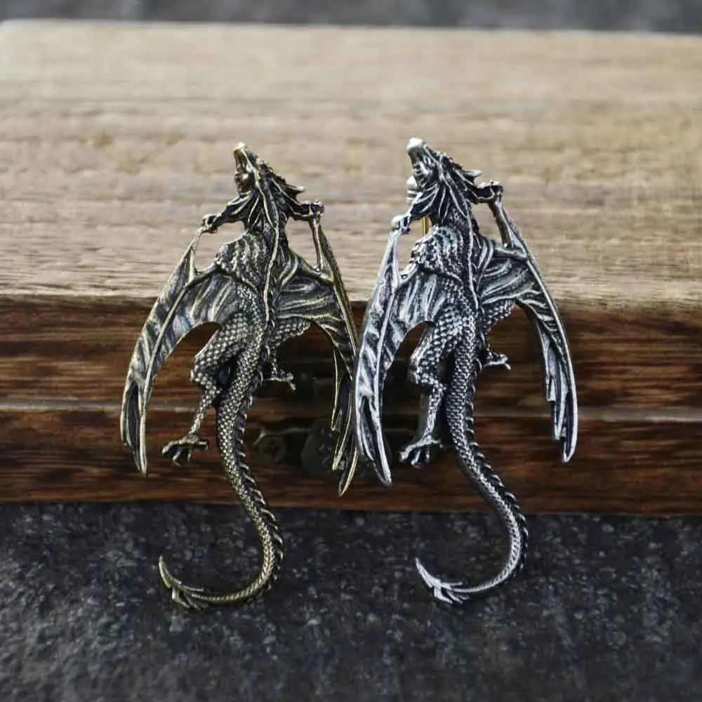 Flying Dragon Viking-Inspired Brooch