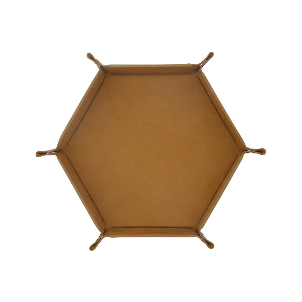 Hexagonal Dice Tray Miscellaneous Storage Box Board Game Dice Tray Accessories Leather Dice Tower Office Supplies Storage Tools