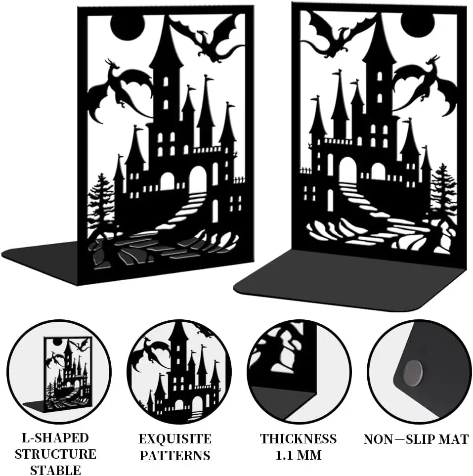 Fantasy Pterosaur Bookends Cool Learning Stationery Dragon Lovers Home Decor Fantasy Bookend Black Heavy Duty Book End