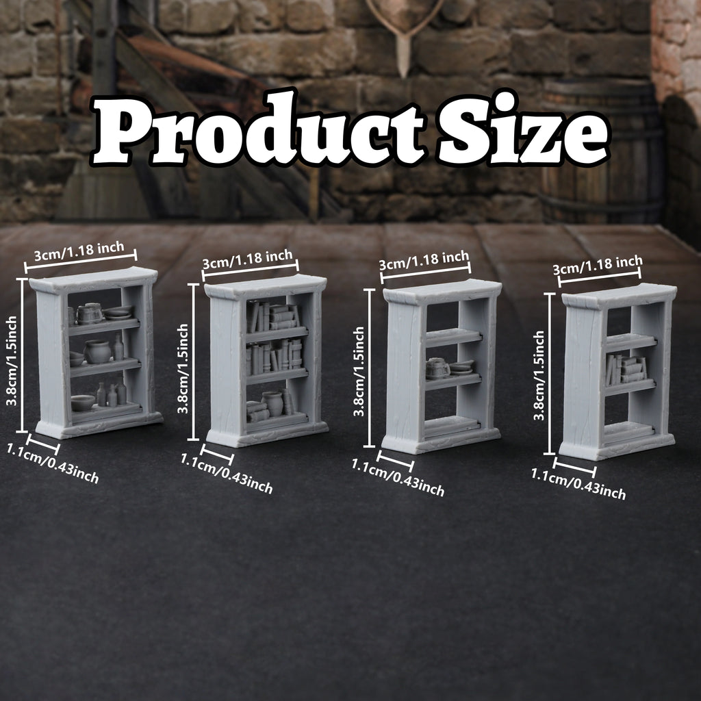 28mm RPG Terrain Miniature Set - Interchangeable Shelves, Bookshelf & Cupboard for Tabletop Games, RPG Role Playing Accessories