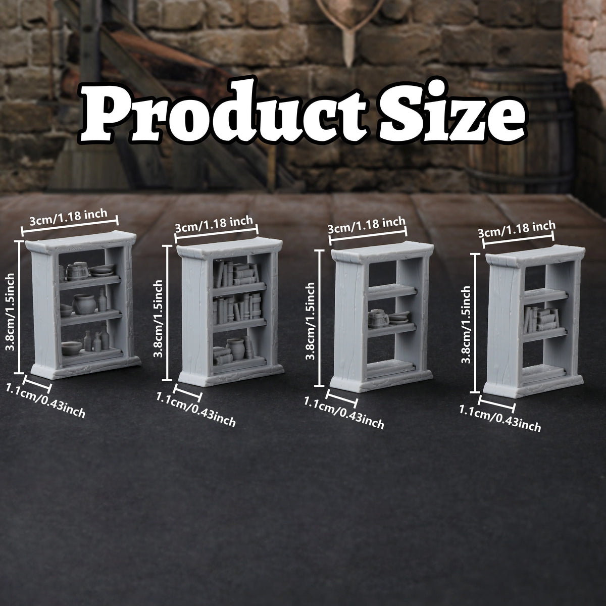 28mm RPG Terrain Miniature Set - Interchangeable Shelves, Bookshelf & Cupboard for Tabletop Games, RPG Role Playing Accessories
