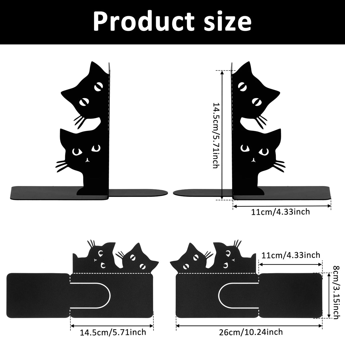 Peeking Cat Metal Bookends