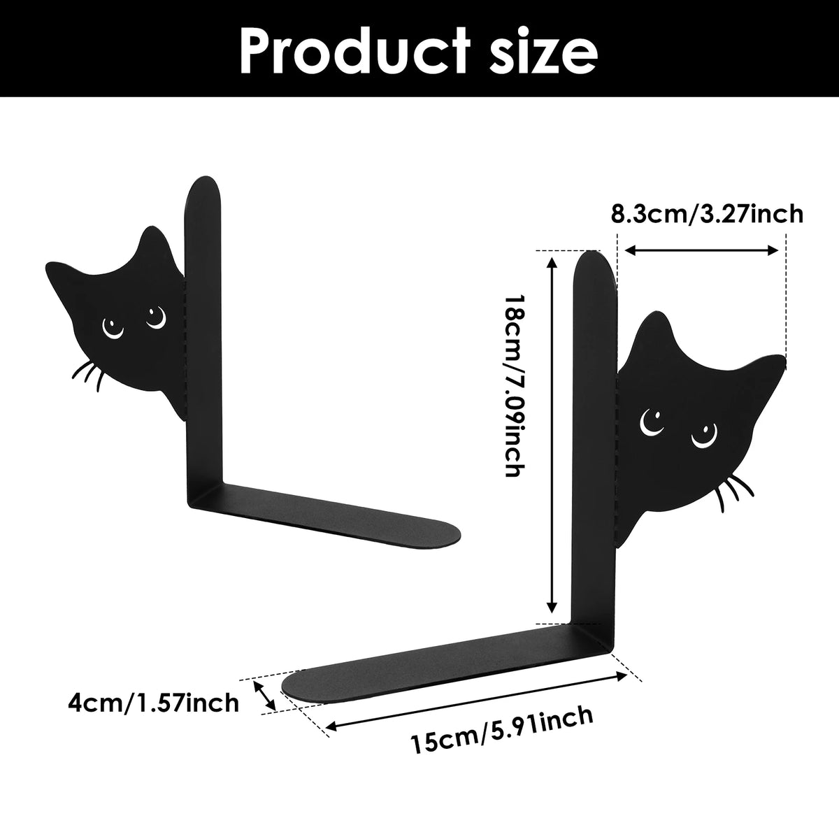 Peeking Cat Metal Bookends