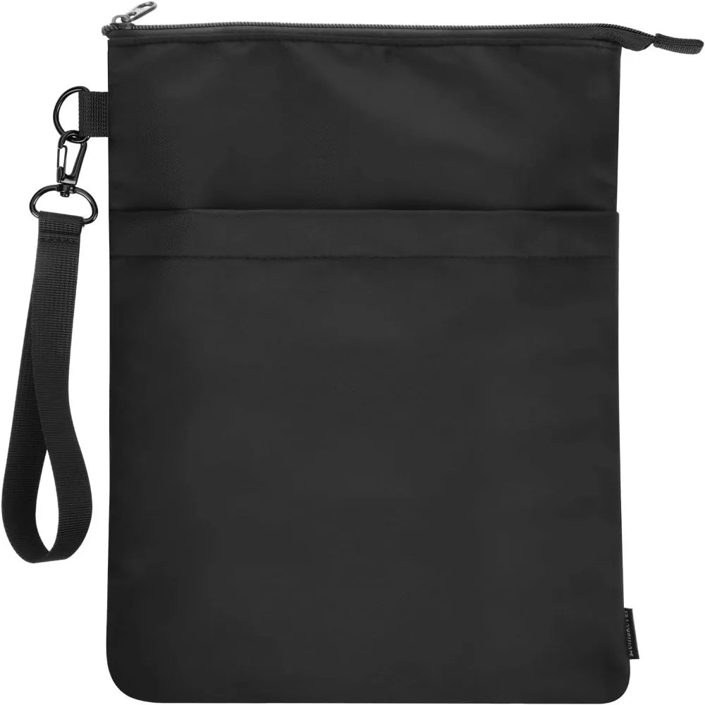 Black Zippered Book Sleeve with Wrist Strap