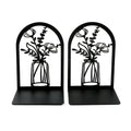 2Pcs Beautiful Vase Book Ends Home Desk Stationery Bookends Office Supplies Book Rack Stand Iron for Book Lovers Woman Man