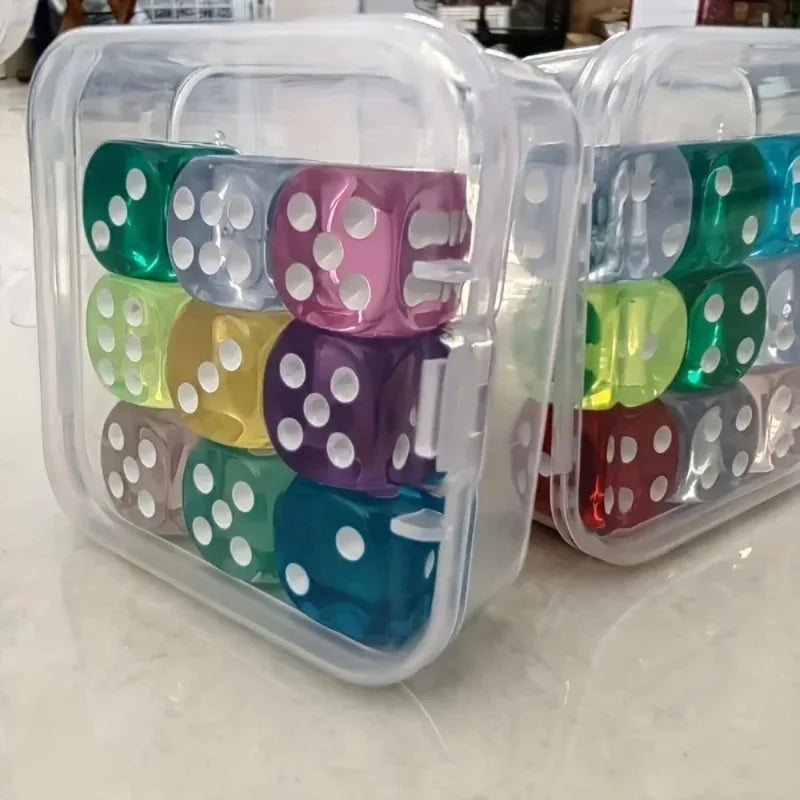 Boxed 9 pieces, 14mm in size, transparent boxed dice, throwing dice, sieve for dice