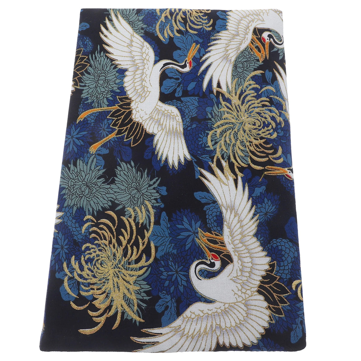Adjustable A5 Fabric Book Cover - Crane & Floral Design