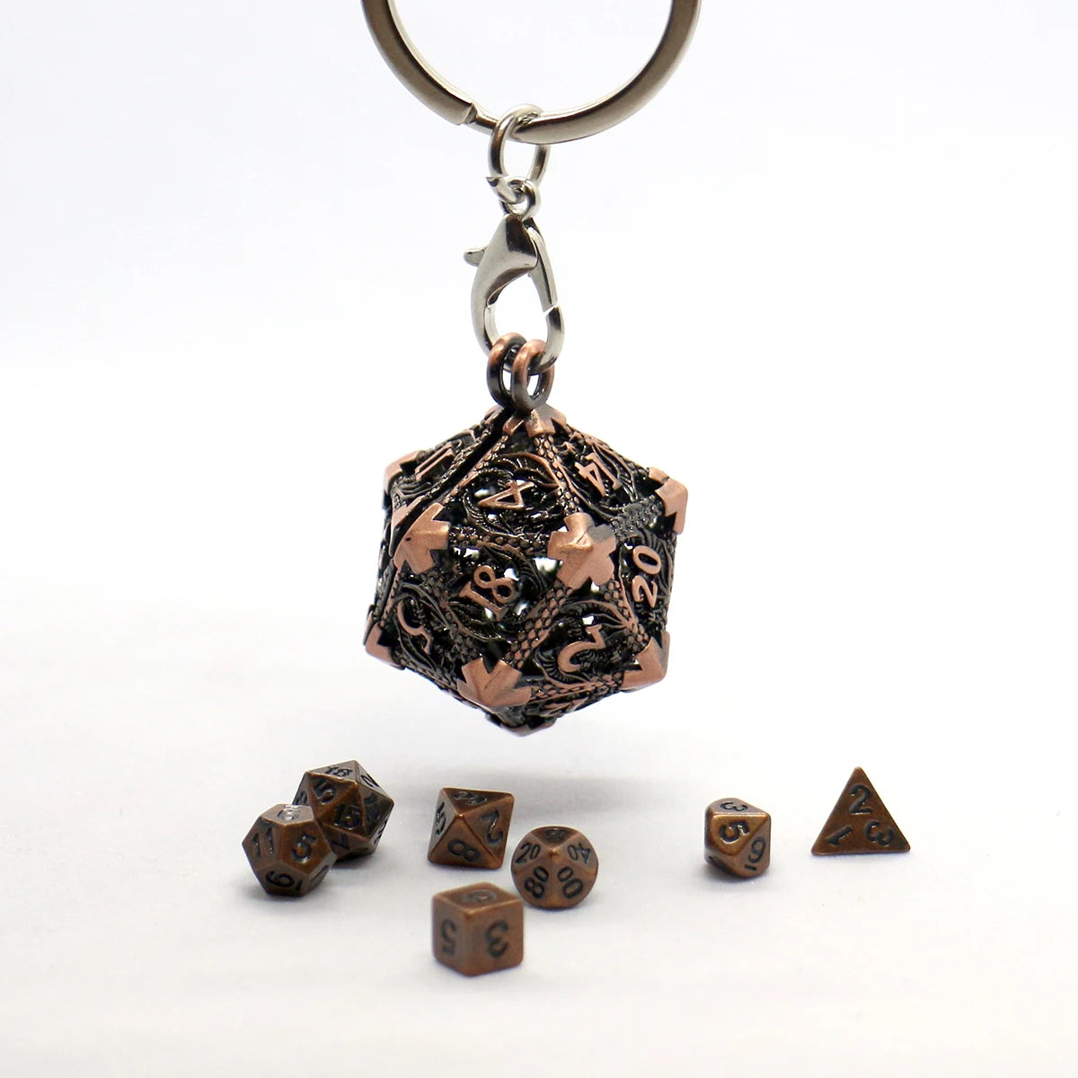 Hollow Metal D20 Case and Dice Set