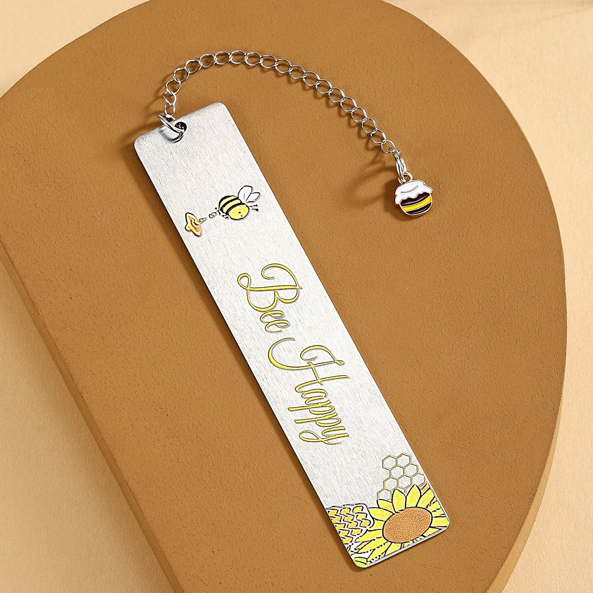 Bee Happy Metal Bookmark with Bee Charm