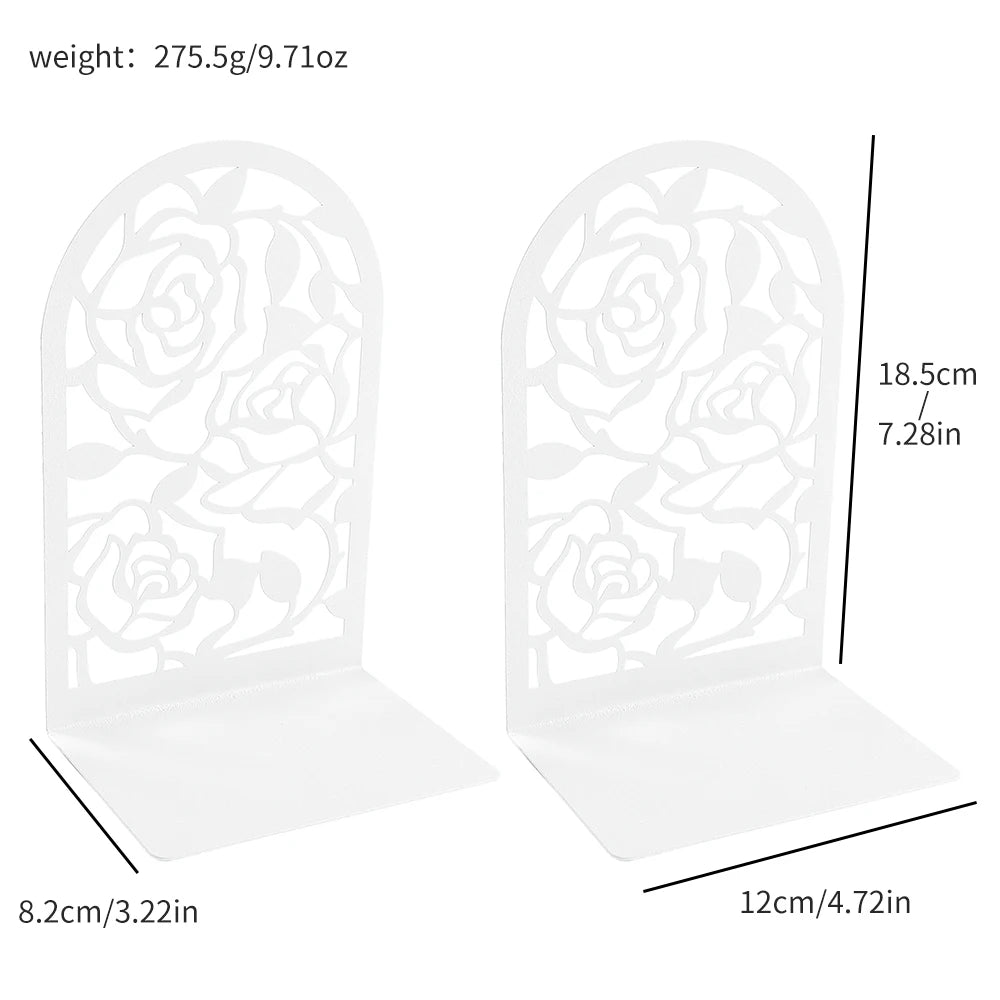 2 Style Rose Book Ends for Book Lovers Bookend for Heavy Books Home Book Rack Holder Office Desktop Gift for Women Men