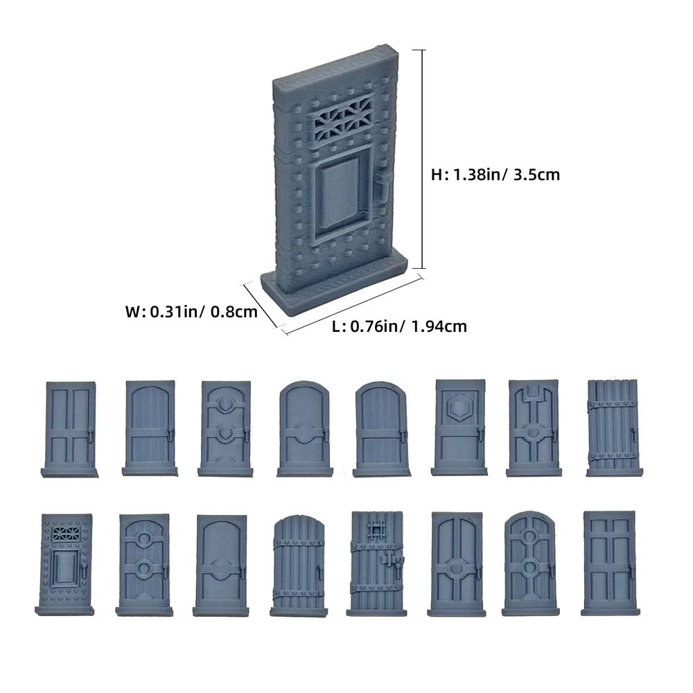 16-Piece Unpainted Dungeon Door Terrain Set