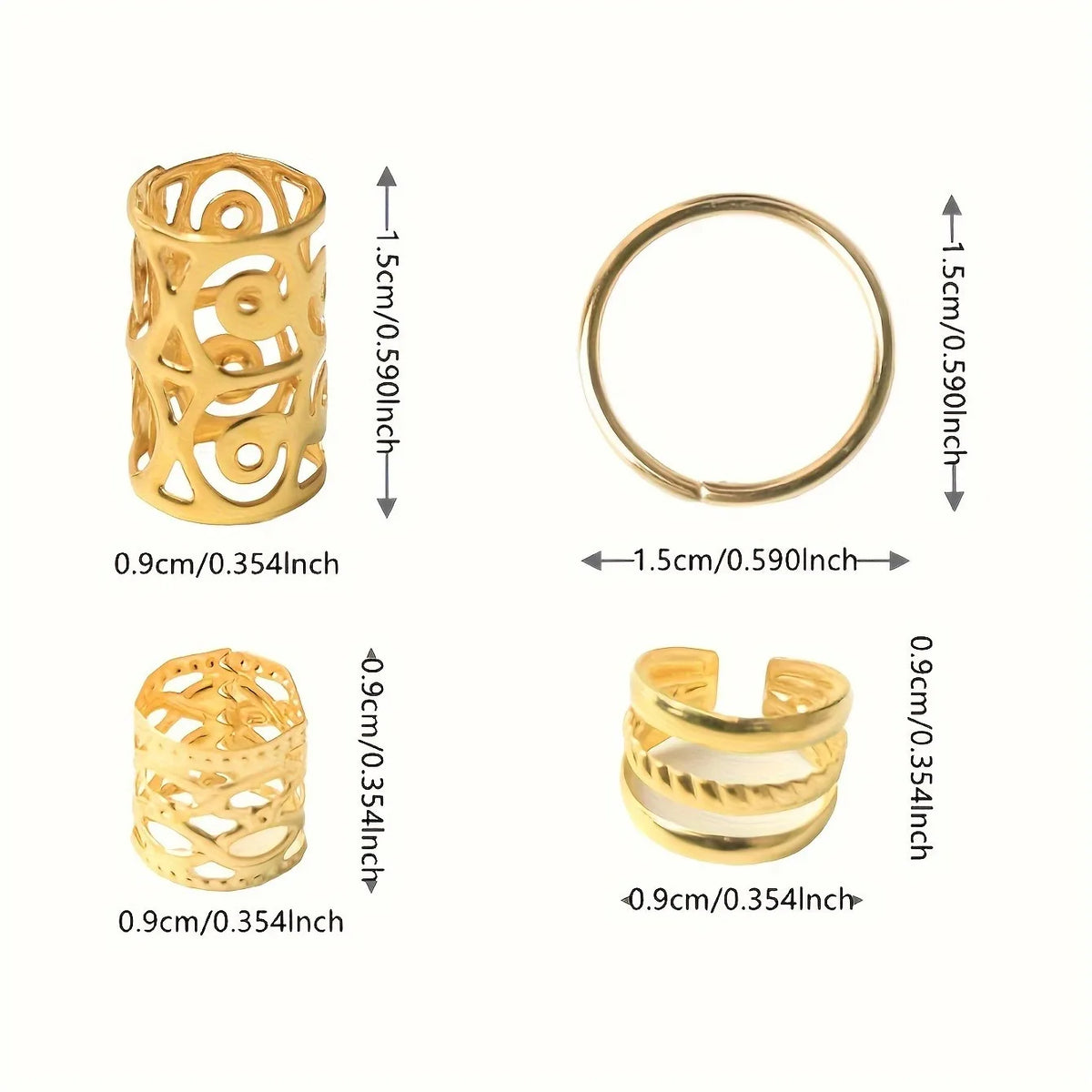 Vintage Metal Hair Rings for Braids