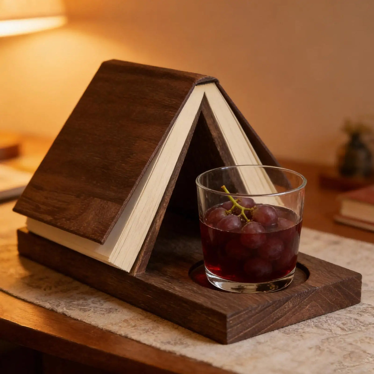 Wooden Book Rest with Cup Holder
