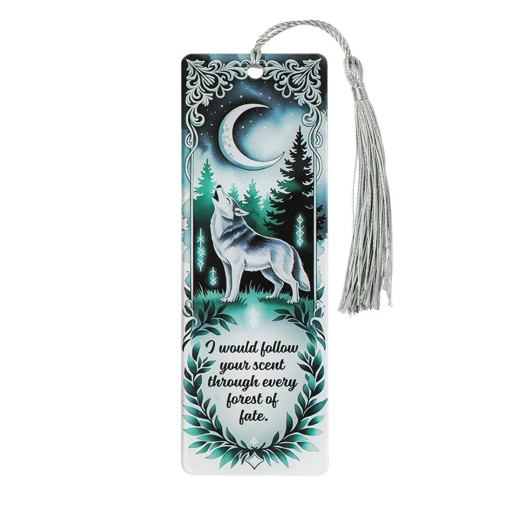 Fantasy Creatures Acrylic Bookmark Set (with Tassels) - Wolf/Dragon/Pegasus Theme Fantasy Enthusiasts, Book Fans, and Gift Givin