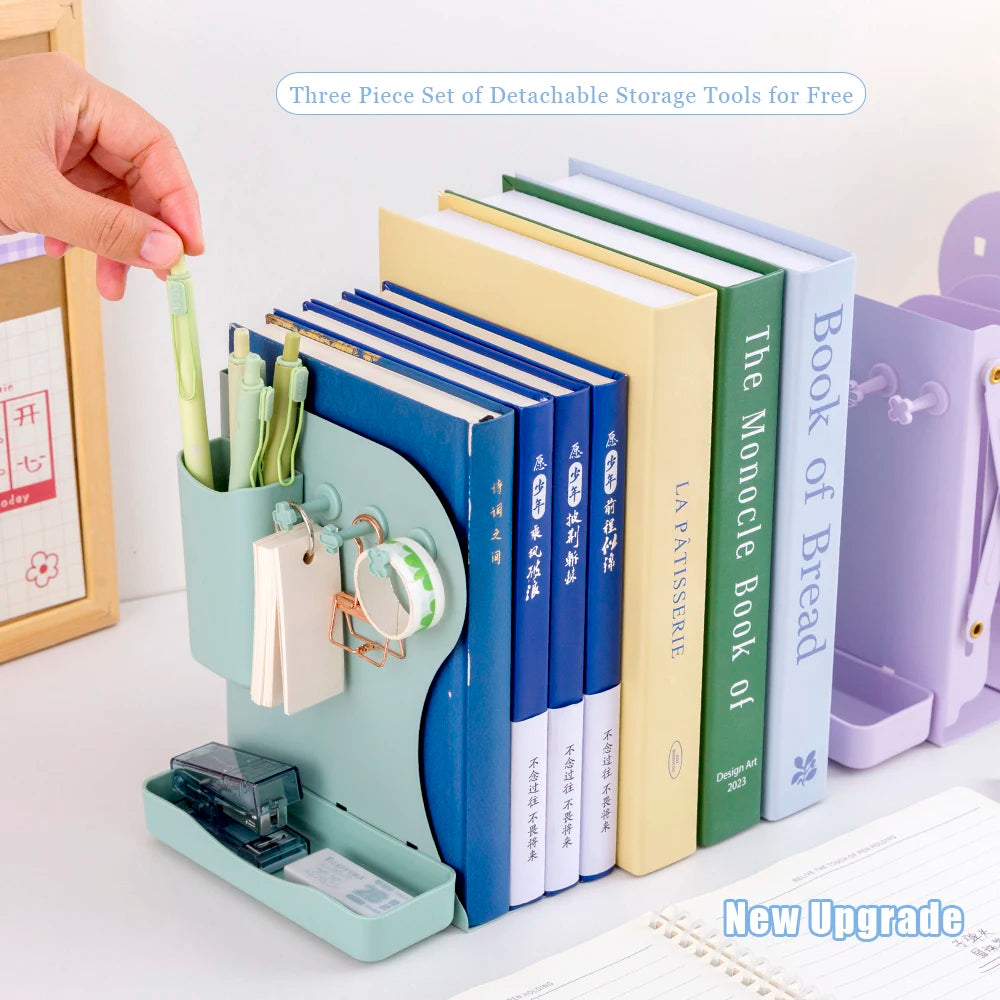 Extendable Desktop Book Organizer with Pen Holder